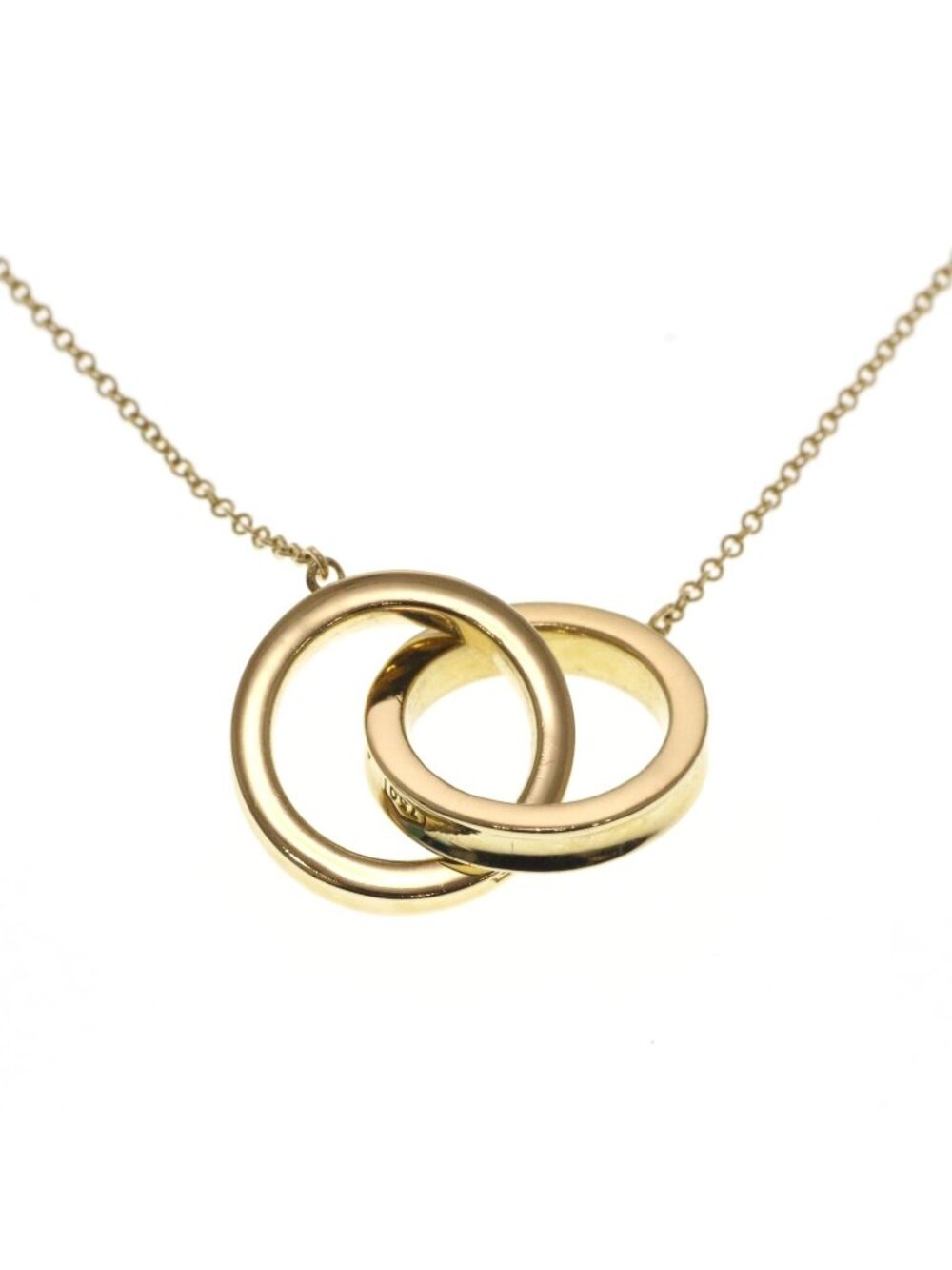 Tiffany & Co Interlocking Circle Pendant Small Necklace 18k Yellow Gold